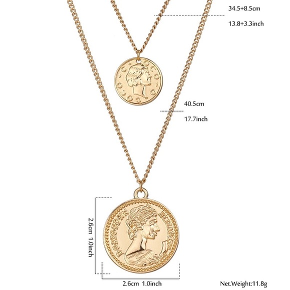 ⚡️ 🖤SALE🖤 ⚡️Gold double chain necklace with coin - Picture 3 of 8